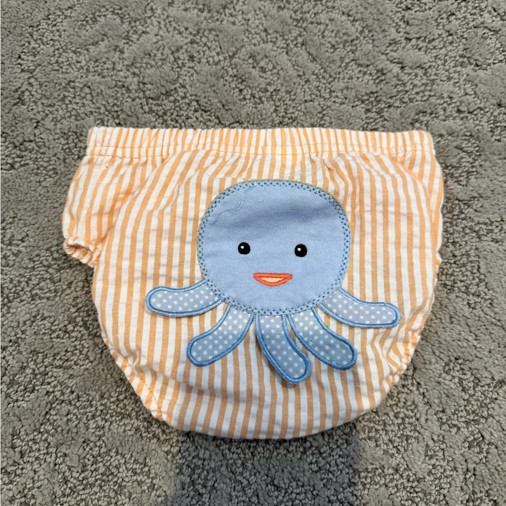 Baby Aspen Striped Diaper Cover - Orange and White